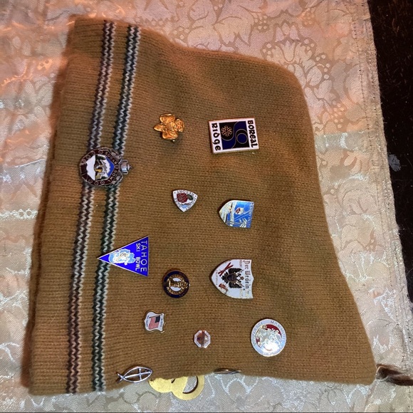Vintage Ski Hat with Ski Resort Pins